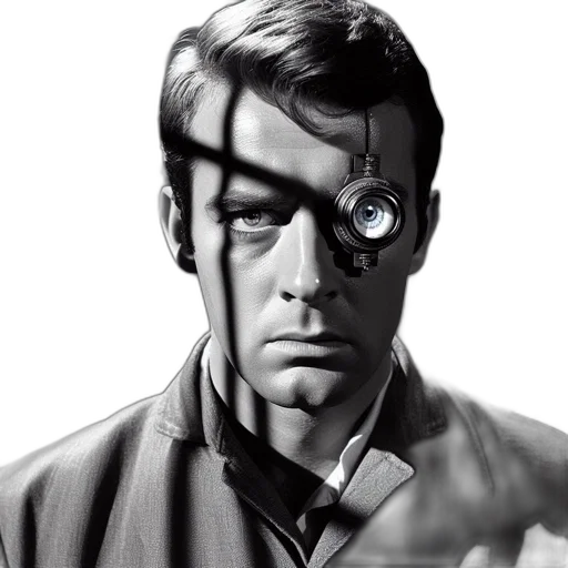 robot, face, staff, comic book art transparent PNG cut-out
