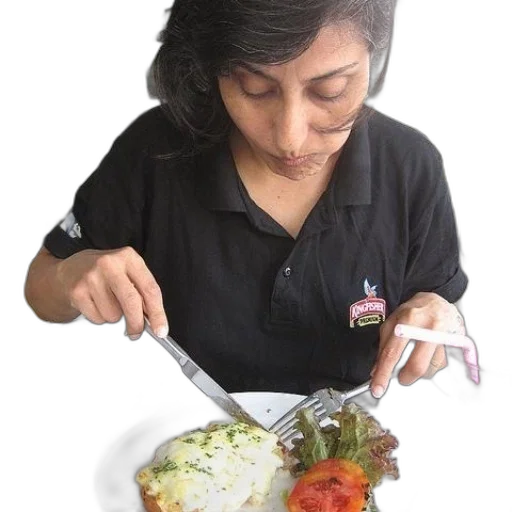 food, staff, photorealistic, woman transparent PNG cut-out