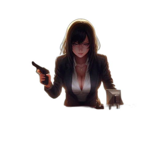 weapon, jacket, staff, face transparent PNG cut-out
