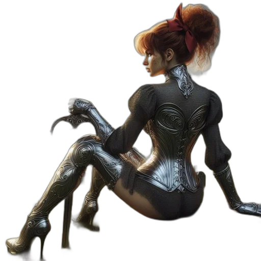 robot, dress, creature, staff transparent PNG cut-out