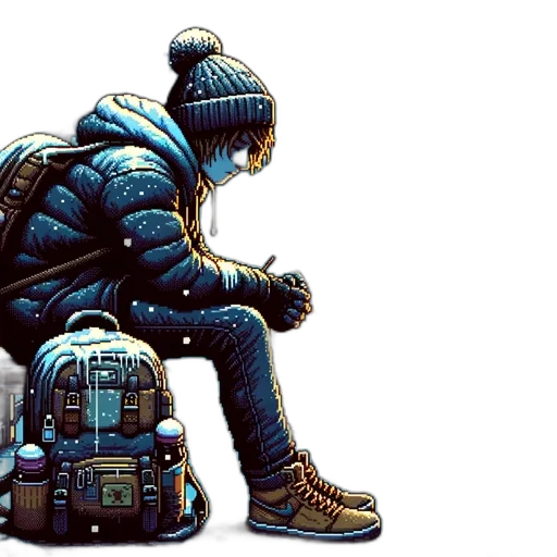 jacket, robot, concept art, pixel art transparent PNG cut-out