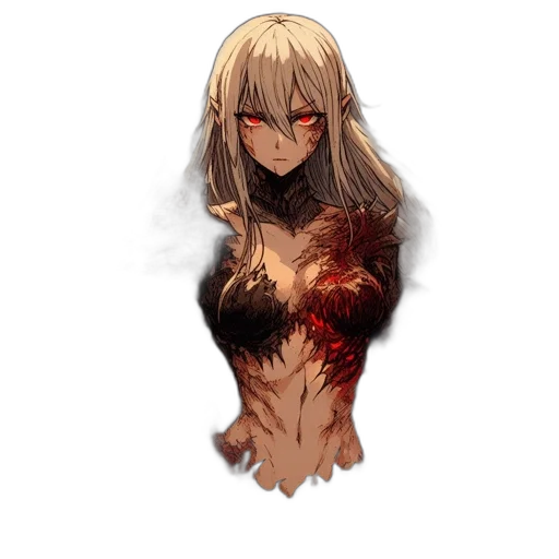dress, creature, weapon, hair transparent PNG cut-out