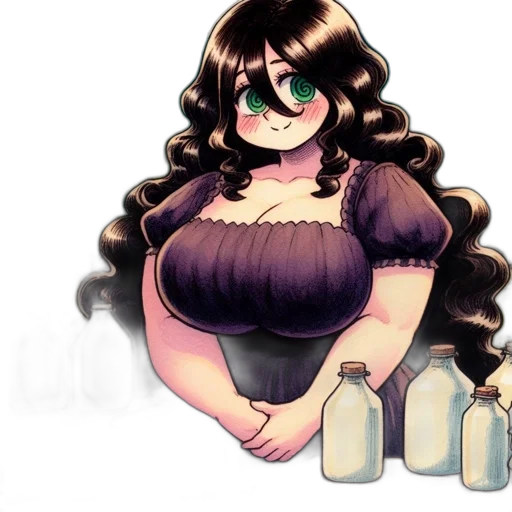 dress, bottle, hair, concept art transparent PNG cut-out