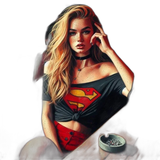 jewelry, dress, face, comic book art transparent PNG cut-out