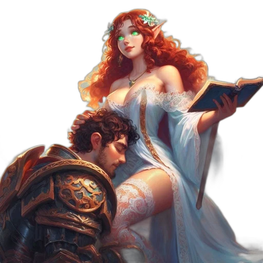 sword, crown, dress, fantasy art transparent PNG cut-out