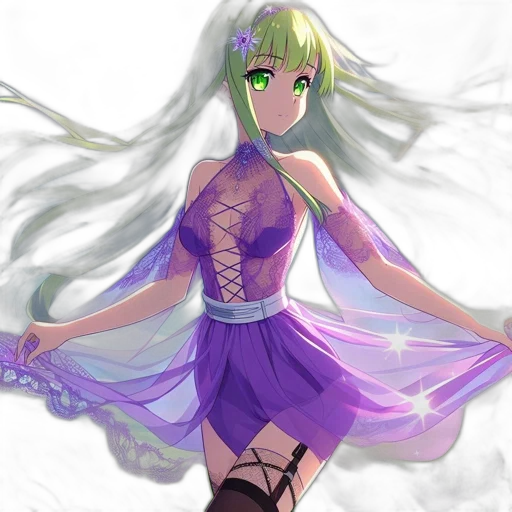 dress, staff, anime, fantasy art transparent PNG cut-out