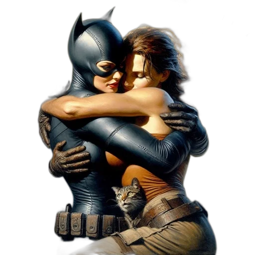 comic book art, concept art, two, women transparent PNG cut-out