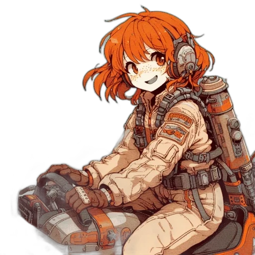 weapon, robot, jacket, staff transparent PNG cut-out