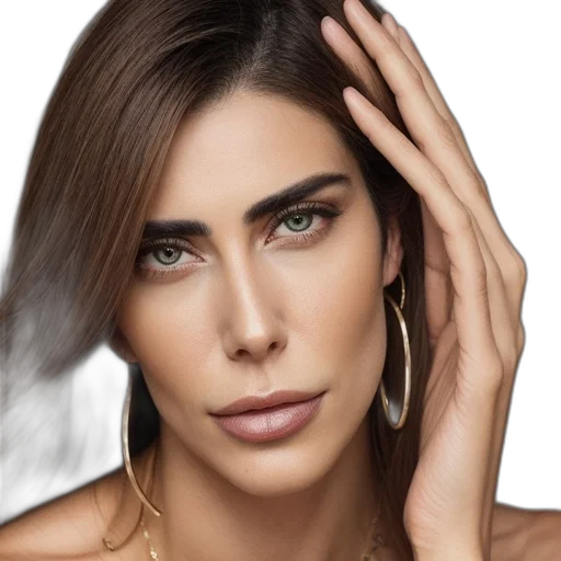 jewelry, face, hair, photorealistic transparent PNG cut-out