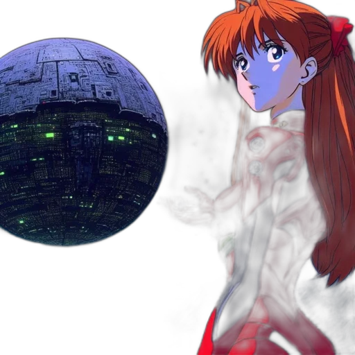 robot, concept art, anime, vaporwave transparent PNG cut-out