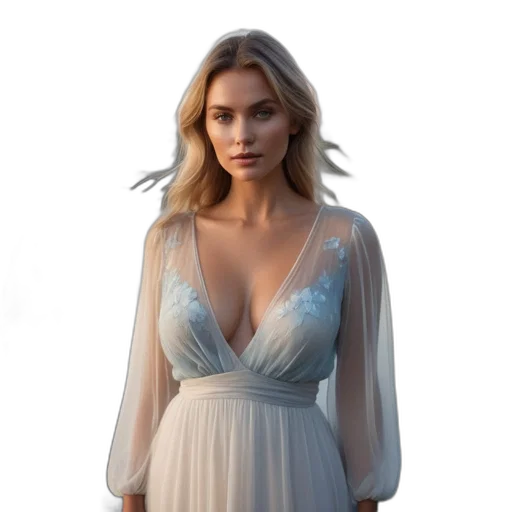 dress, jewelry, face, photorealistic transparent PNG cut-out