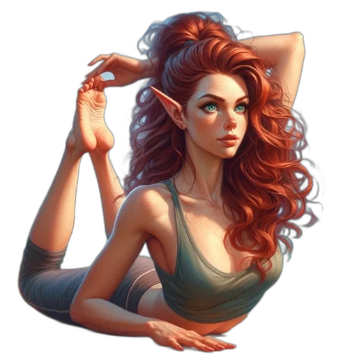 hair, jewelry, dress, staff transparent PNG cut-out