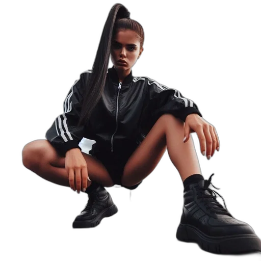 shoes, jacket, hair, dress transparent PNG cut-out