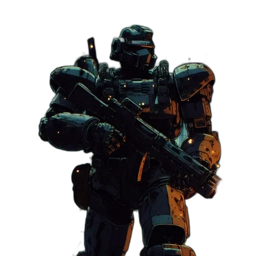 robot, weapon, concept art, 3d render transparent PNG cut-out
