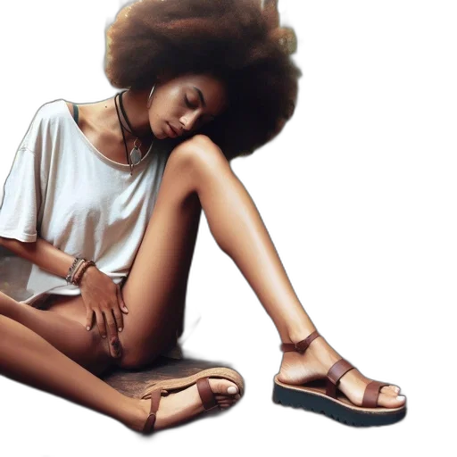 shoes, hair, jewelry, photorealistic transparent PNG cut-out