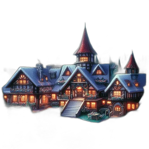building, concept art, 3d render, pixel art transparent PNG cut-out