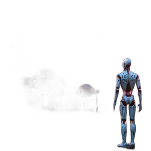 robot, concept art, 3d render, pixel art transparent PNG cut-out