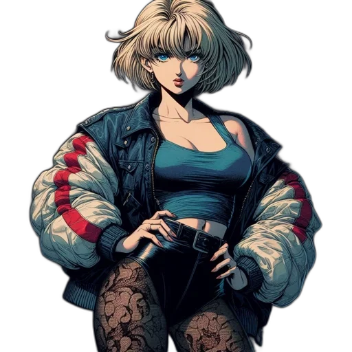 jacket, weapon, dress, cyberpunk transparent PNG cut-out