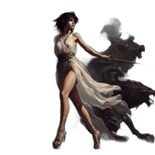 dress, weapon, staff, concept art transparent PNG cut-out