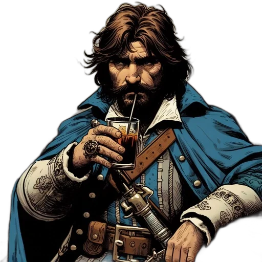 comic book art, concept art, bearded, man transparent PNG cut-out