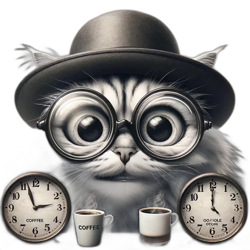 photorealistic, vintage-styled, cat, hat transparent PNG cut-out