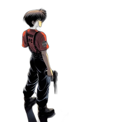 weapon, staff, jacket, robot transparent PNG cut-out