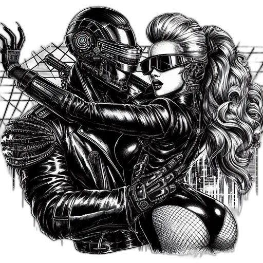 mask, jacket, comic book art, cyberpunk transparent PNG cut-out