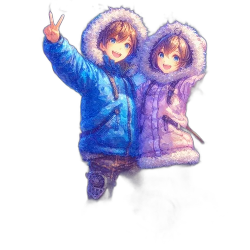 jacket, umbrella, pixel art, watercolor transparent PNG cut-out