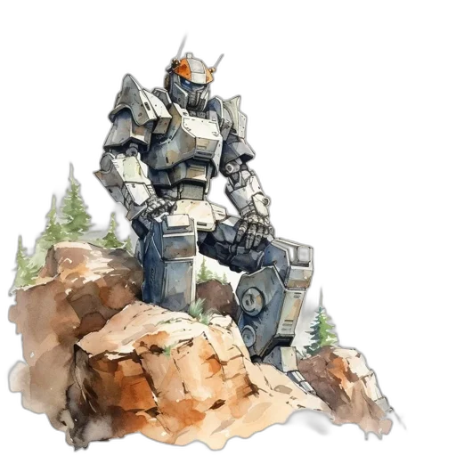 robot, concept art, watercolor, pixel art transparent PNG cut-out