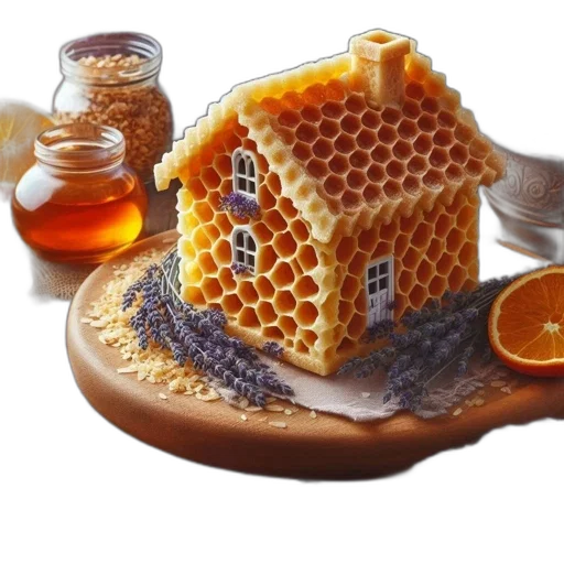 food, 3d render, honeycomb, house transparent PNG cut-out