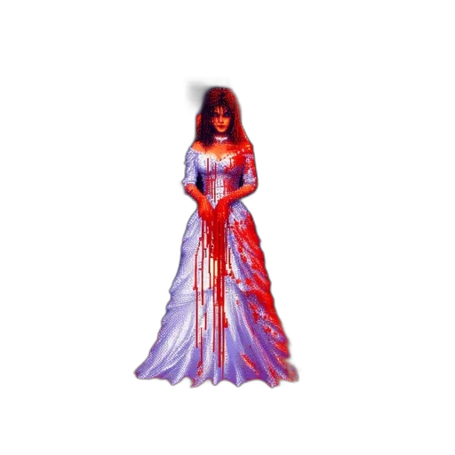 dress, hair, jewelry, pixel art transparent PNG cut-out