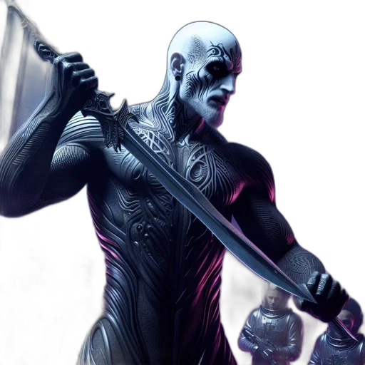 sword, concept art, comic book art, 3d render transparent PNG cut-out