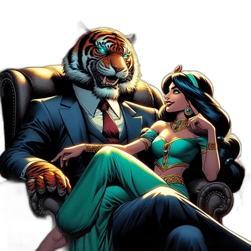 comic book art, concept art, formal, tiger transparent PNG cut-out