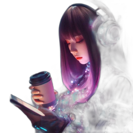 robot, face, staff, fantasy art transparent PNG cut-out