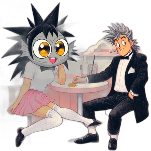 concept art, anime, cartoon, vaporwave transparent PNG cut-out