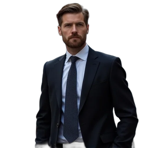 jacket, staff, face, photorealistic transparent PNG cut-out