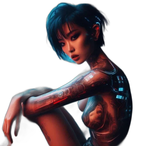 robot, jewelry, dress, cyberpunk transparent PNG cut-out