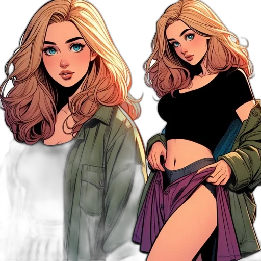 jacket, dress, comic book art, concept art transparent PNG cut-out