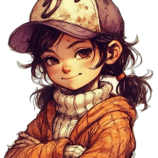hat, face, jacket, staff transparent PNG cut-out