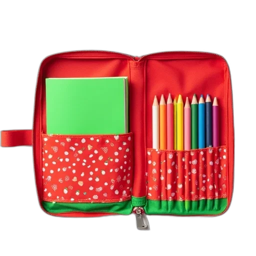 red, colorful, pencil, case transparent PNG cut-out