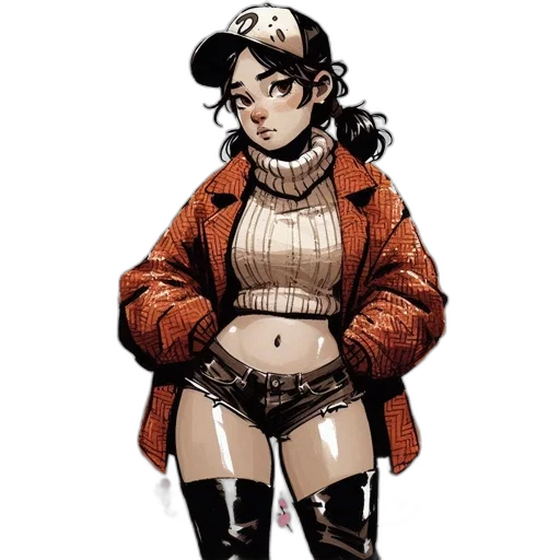 jacket, hat, comic book art, concept art transparent PNG cut-out