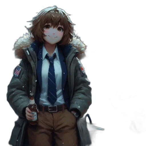 jacket, staff, weapon, creature transparent PNG cut-out
