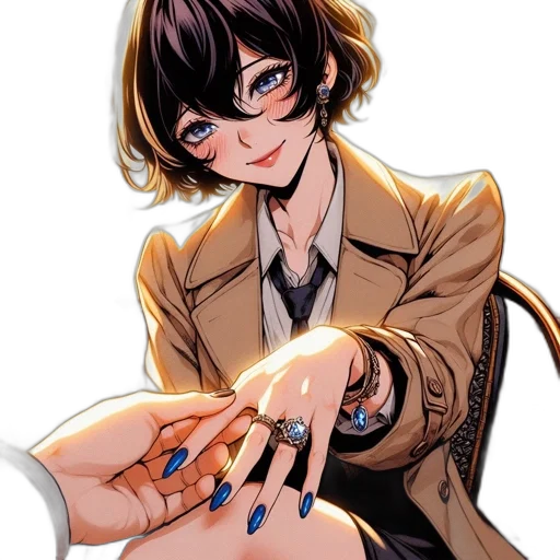 jewelry, jacket, weapon, staff transparent PNG cut-out