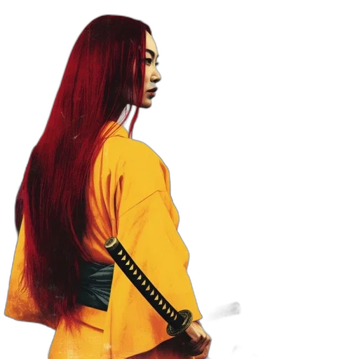 sword, hair, weapon, jacket transparent PNG cut-out