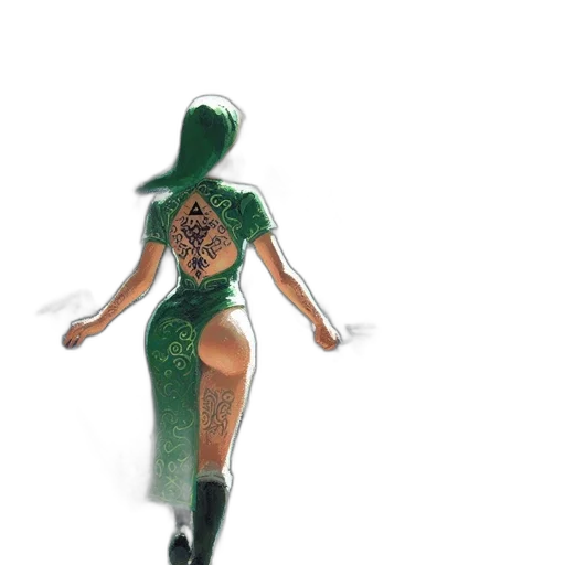 dress, staff, creature, mask transparent PNG cut-out