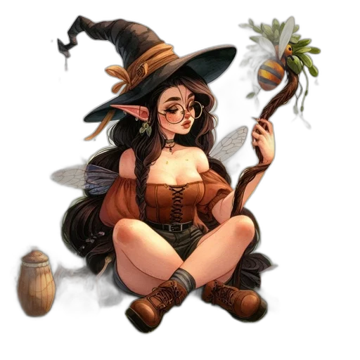 staff, hat, fantasy art, concept art transparent PNG cut-out
