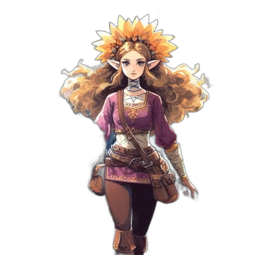 staff, dress, crown, fantasy art transparent PNG cut-out