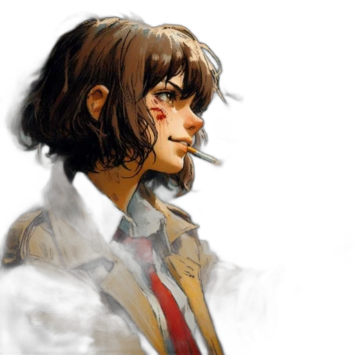 face, jacket, concept art, watercolor transparent PNG cut-out