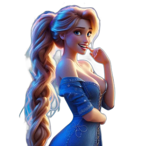 dress, crown, face, staff transparent PNG cut-out