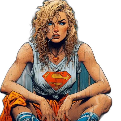 comic book art, concept art, cartoon, blonde-haired transparent PNG cut-out